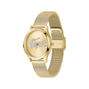 Montre LACOSTE crocodelle femme bracelet acier inoxydable doré jaune