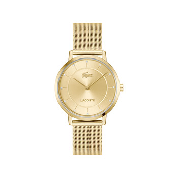 Montre LACOSTE crocorigin femme bracelet acier inoxydable doré jaune
