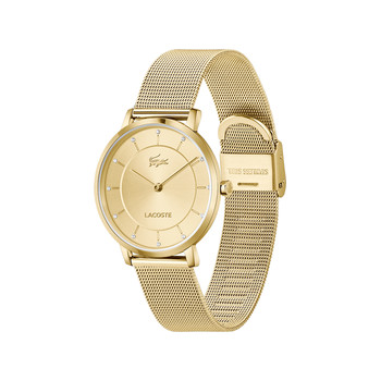 Montre LACOSTE crocorigin femme bracelet acier inoxydable doré jaune