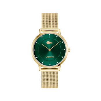 Montre LACOSTE crocorigin femme bracelet acier inoxydable doré jaune