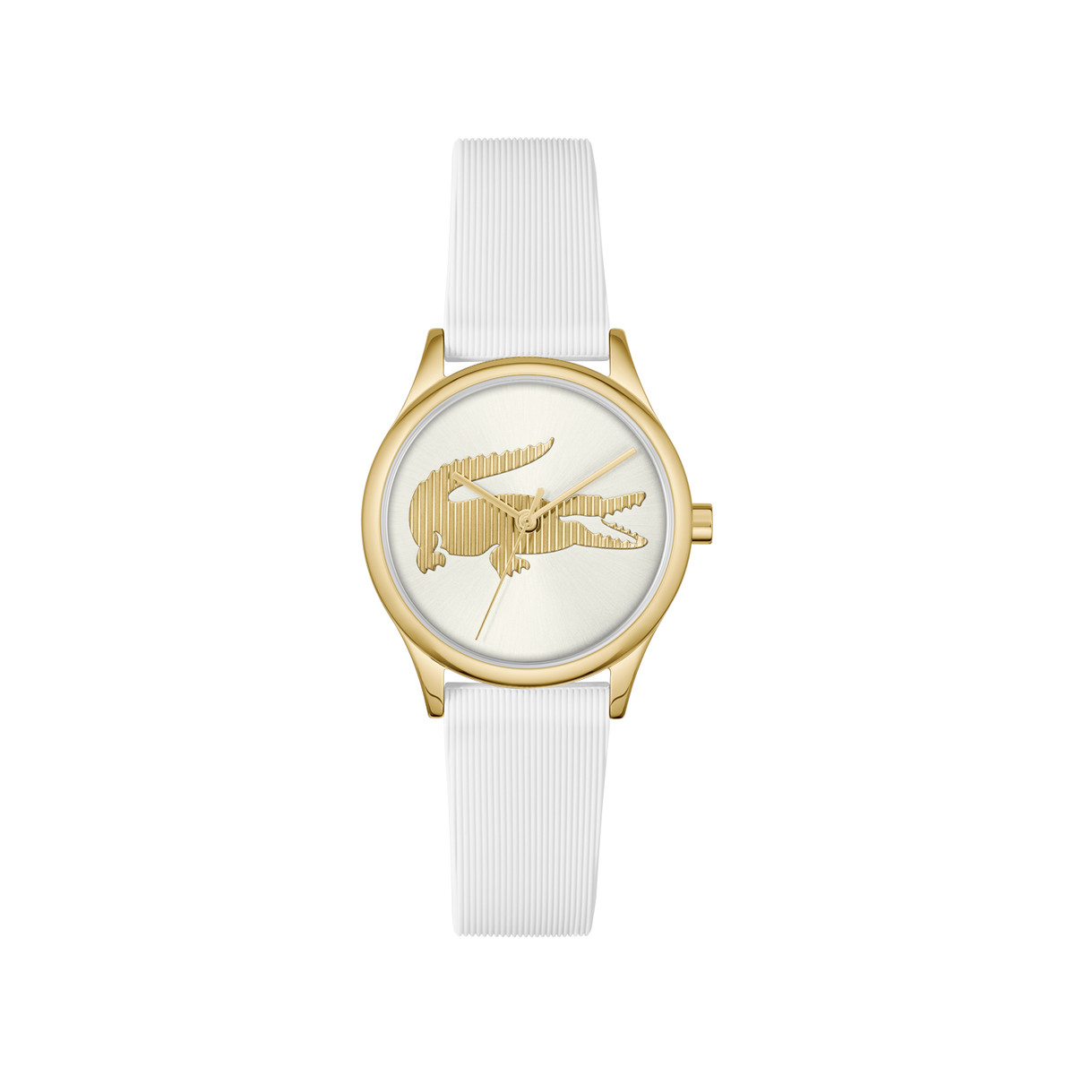 Montre LACOSTE crocodelle femme bracelet silicone blanc