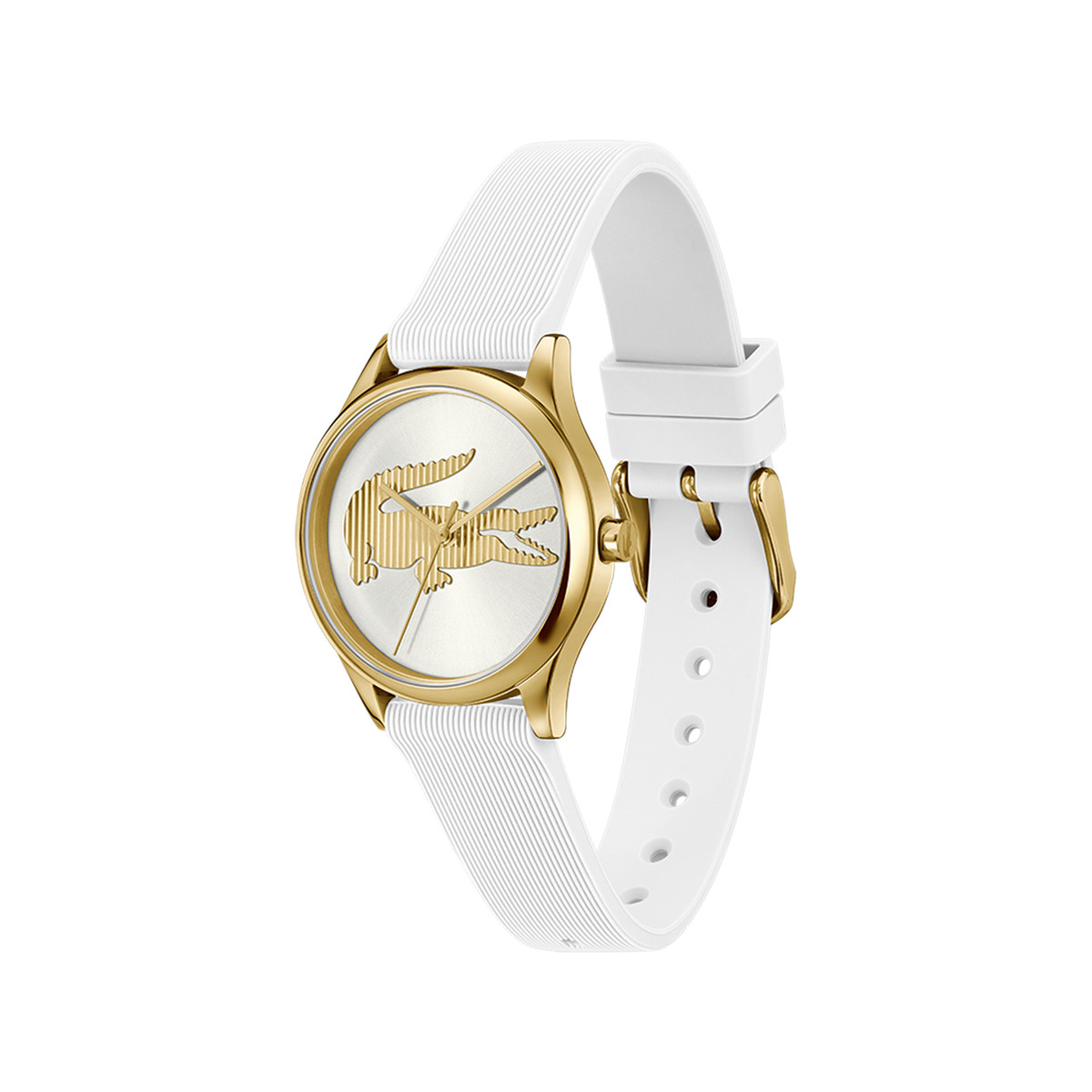 Montre LACOSTE crocodelle femme bracelet silicone blanc - vue 2