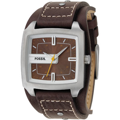 Montre Fossil homme acier bracelet cuir