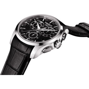 Montre TISSOT COUTURIER CHRONOGRAPHE homme cadran noir bracelet cuir noir