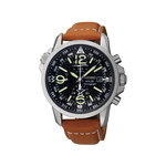 Montre Seiko homme acier bracelet cuir