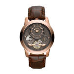 Montre Fossil homme mi automatique acier dor&eacute; rose