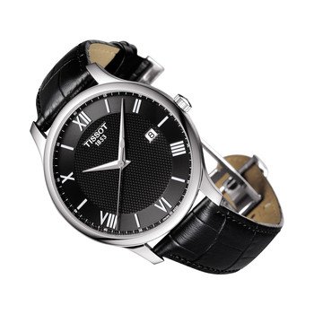 Montre TISSOT CLASSIC TRADITION homme cadran noir bracelet cuir noir