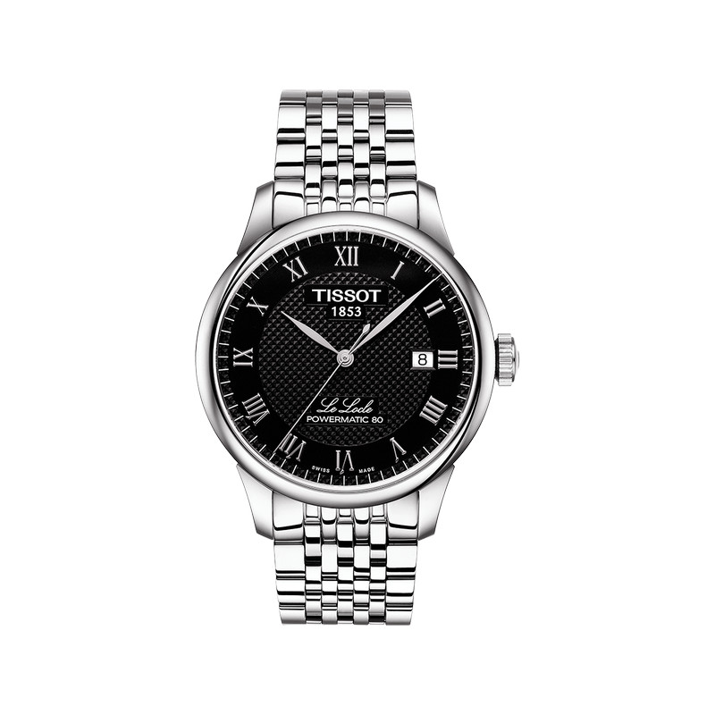 Montre TISSOT LE LCOLE POWERMATIC 80 homme cadran noir bracelet acier