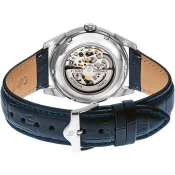 Montre Lip mixte acier cuir bleu