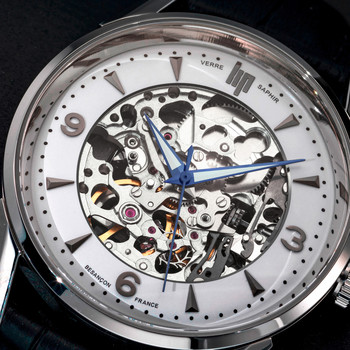 Montre Lip mixte acier cuir bleu