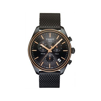 Montre TISSOT T-CLASSIC PR100 homme cadran noir bracelet PVD noir