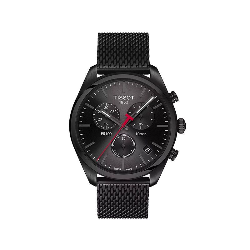 Montre TISSOT T-CLASSIC PR100 homme cadran noir bracelet PVD noir