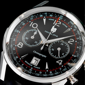 Montre Lip homme chronographe acier cuir noir