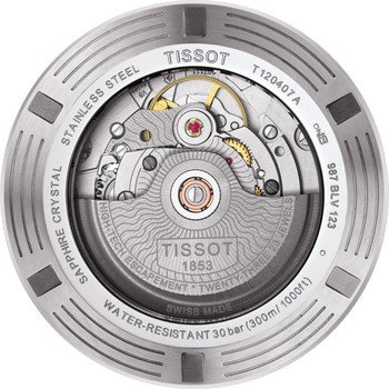 Montre TISSOT T-SPORT SEASTER 1000 homme automatique cadran bleu bracelet synthétique noir