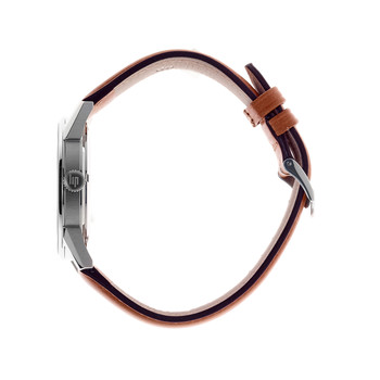 Lip herenhorloge van staalbruin leer