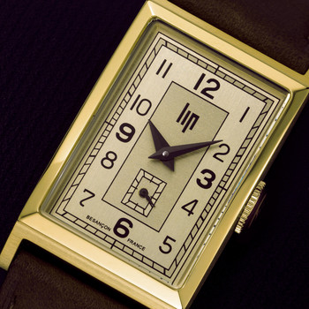 Montre Lip homme acier doré cuir marron