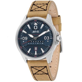 Montre AVI-8 homme acier cuir beige