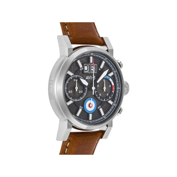 Montre AVI-8 homme chronographe acier cuir marron