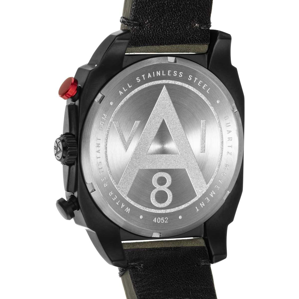 Montre AVI-8 homme chronographe acier noir cuir - vue 3