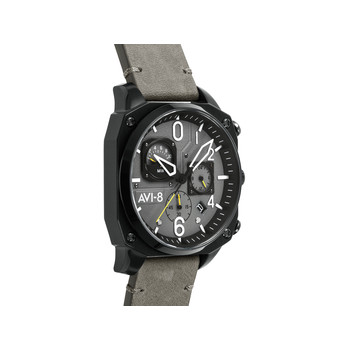Montre AVI-8 homme chronographe acier noir cuir