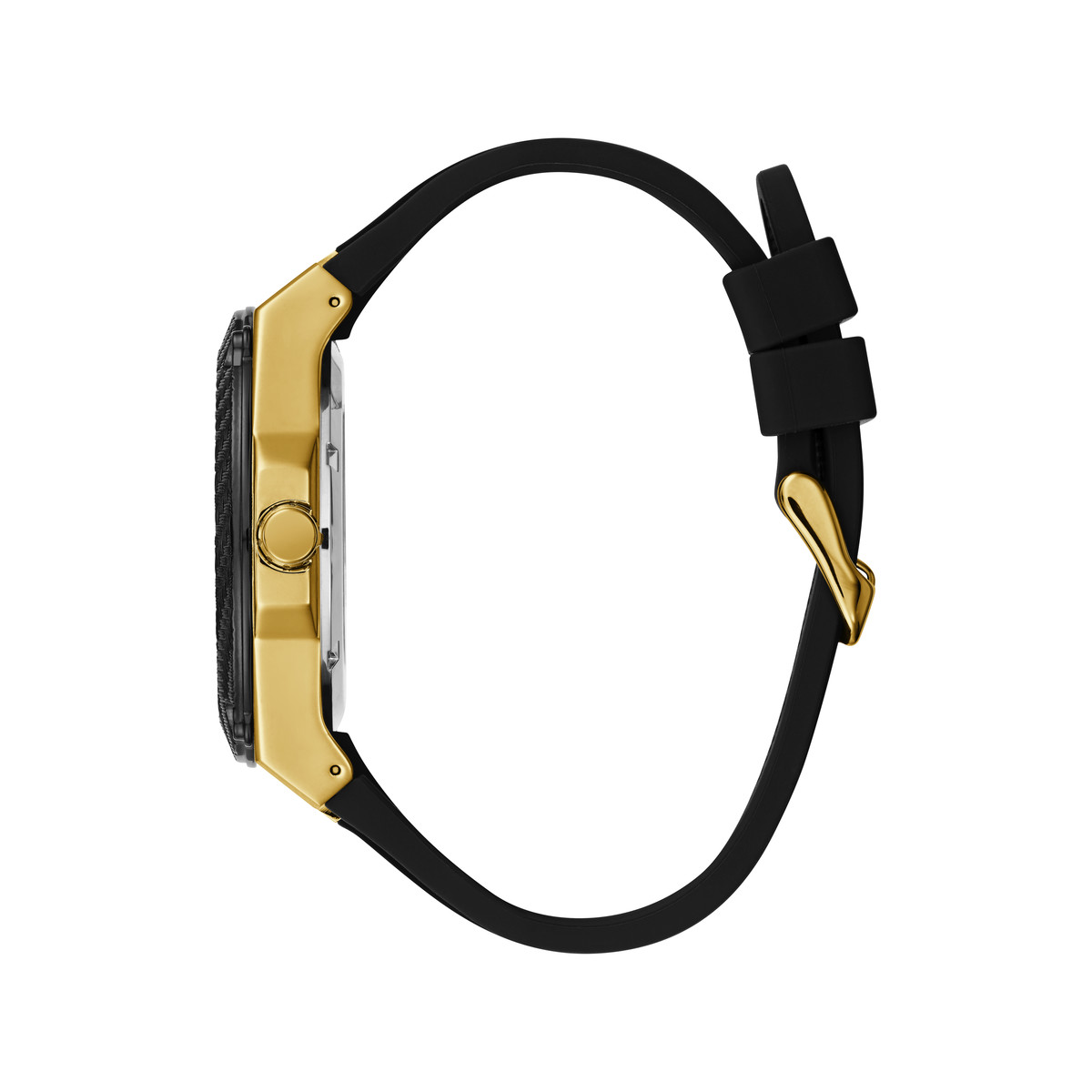 Montre Guess homme acier doré silicone noir - vue 2