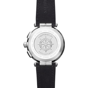 Montre HERBELIN Newport Chrono homme acier bracelet cuir noir