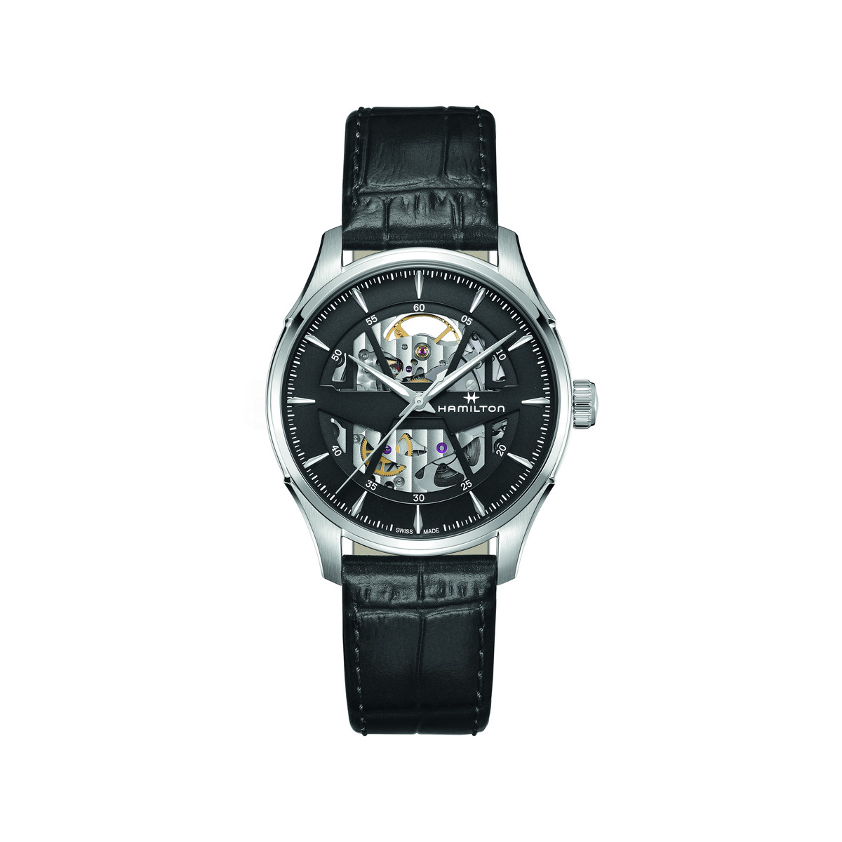 Montre Hamilton homme automatique acier cuir noir