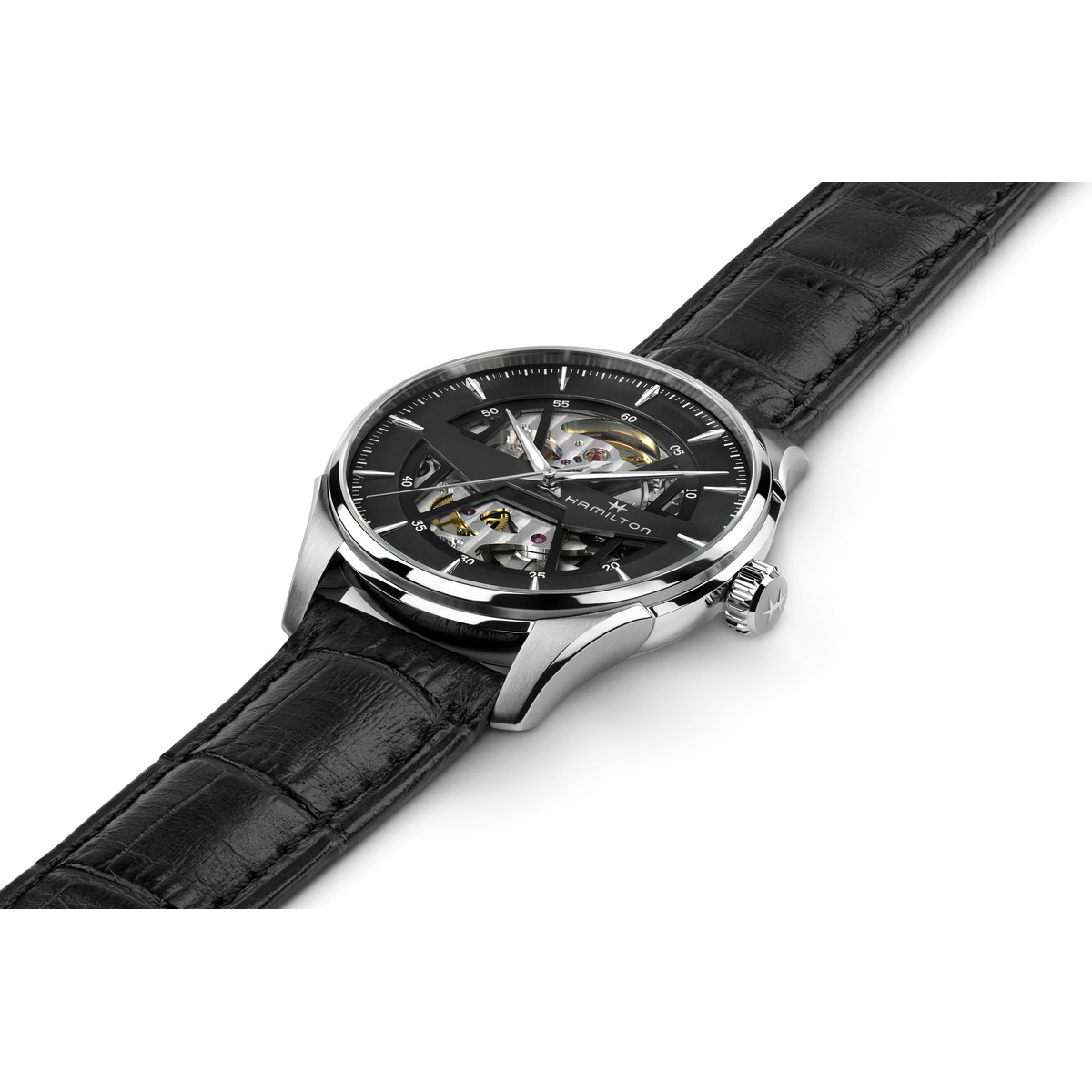 Montre Hamilton homme automatique acier cuir noir - vue 2
