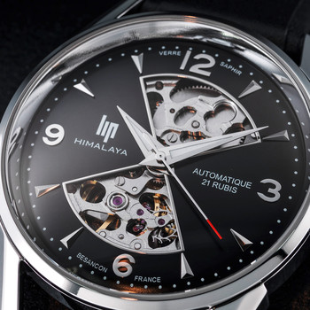 Montre Lip homme acier cuir noir