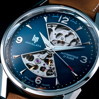 Montre Lip homme acier cuir marron