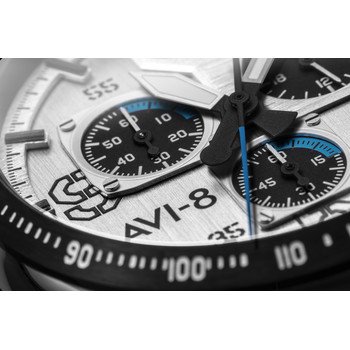 Montre AVI-8 homme chronographe acier cuir noir