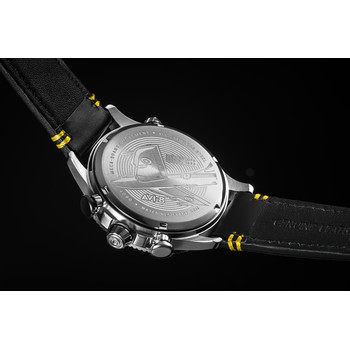 Montre AVI-8 homme chronographe acier cuir noir