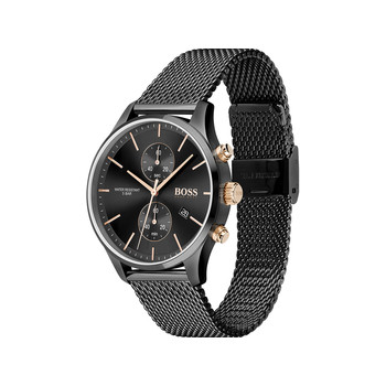 Montre Boss homme chronographe acier noir