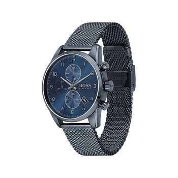 Montre Boss homme chronographe acier bleu