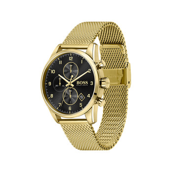 Montre Boss homme chronographe acier doré jaune