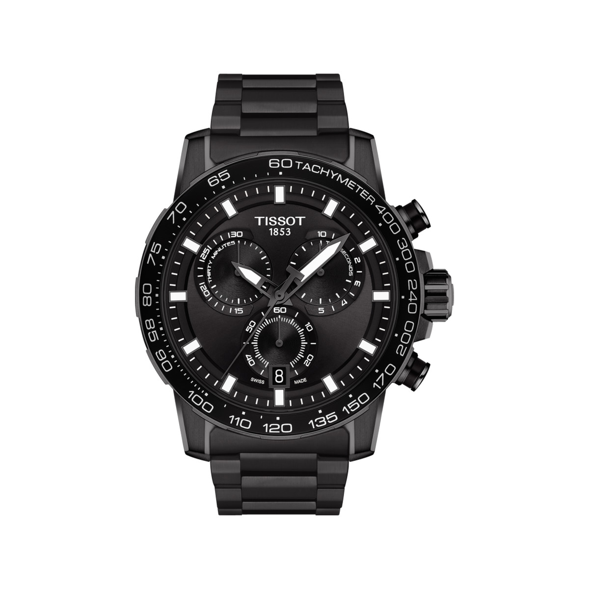 Montre TISSOT T-SPORT SUPERSPORT CHRONO homme chronographe cadran noir bracelet PVD noir
