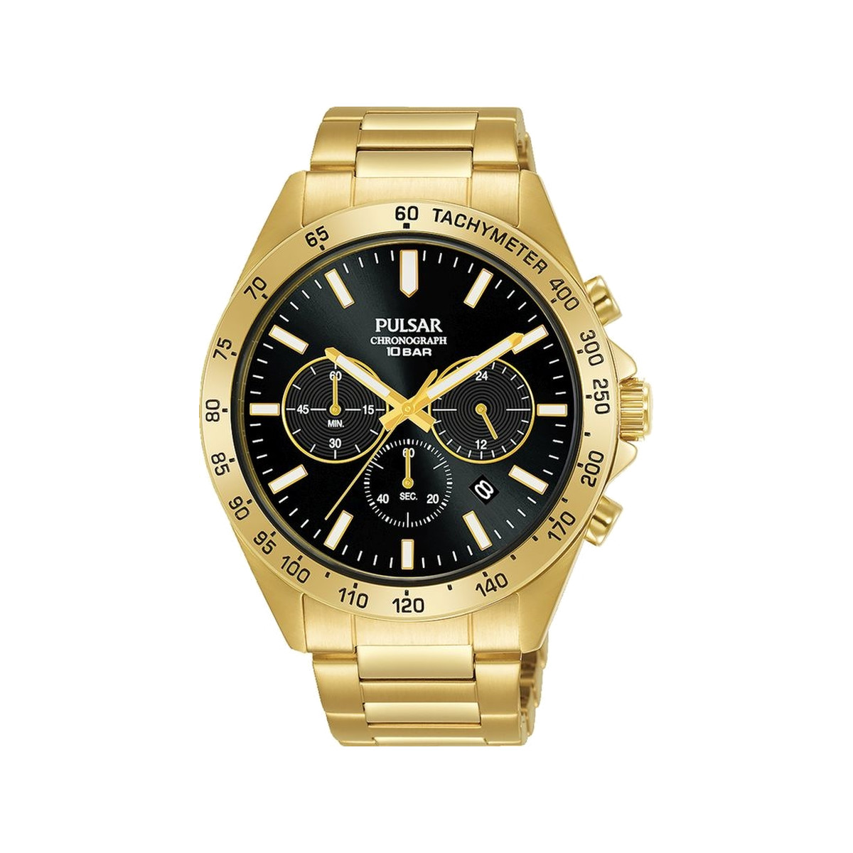 Montre Pulsar homme chronograhe acier revêtement jaune