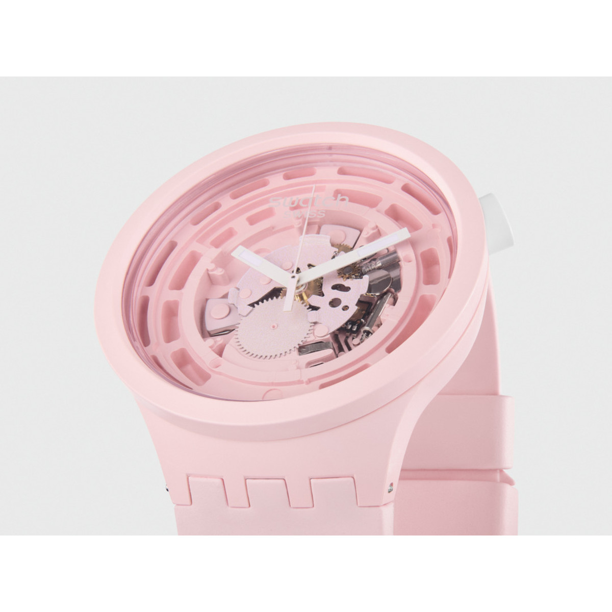 Montre Swatch mixte matériau biosourcé rose - vue D2