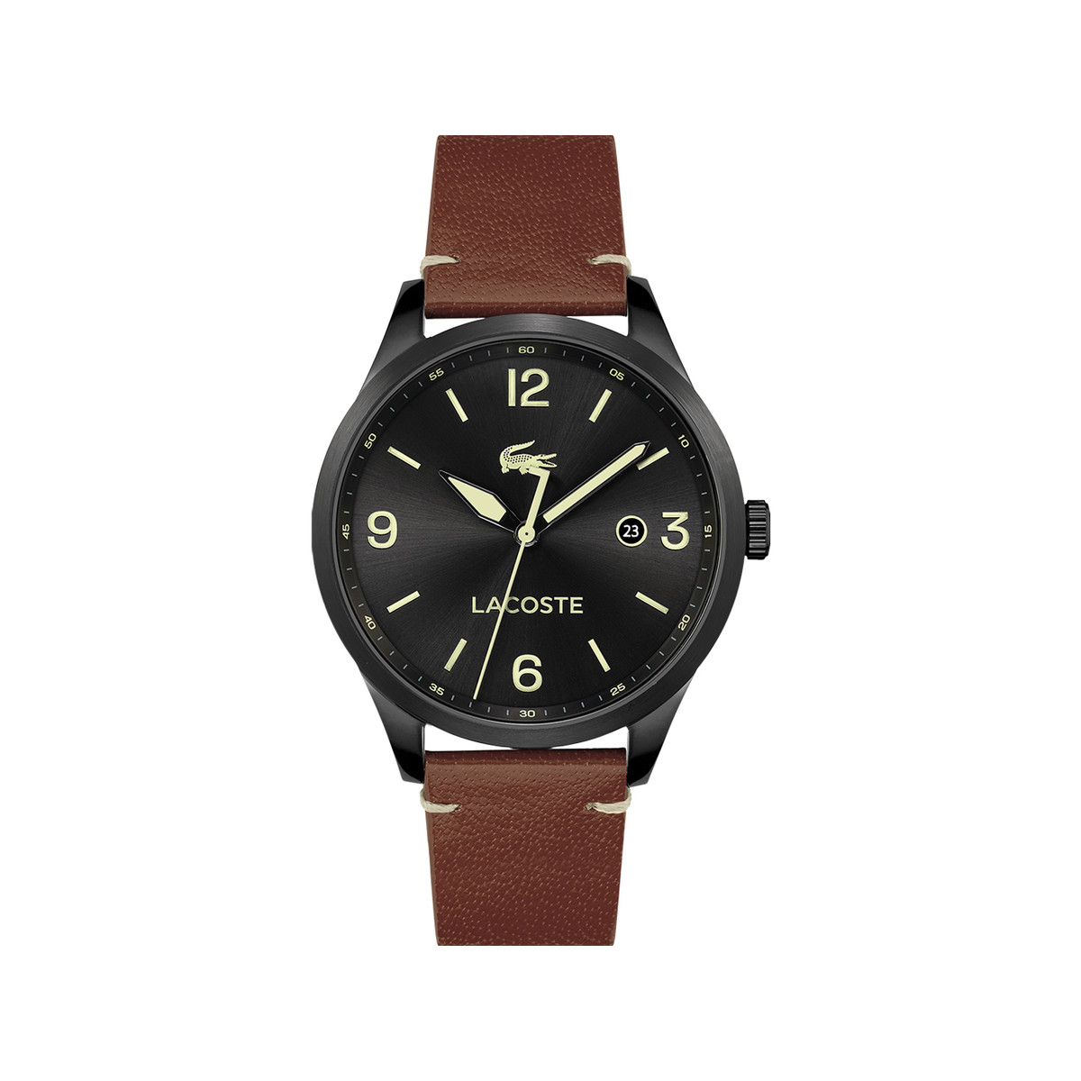 Montre Lacoste homme acier cuir marron