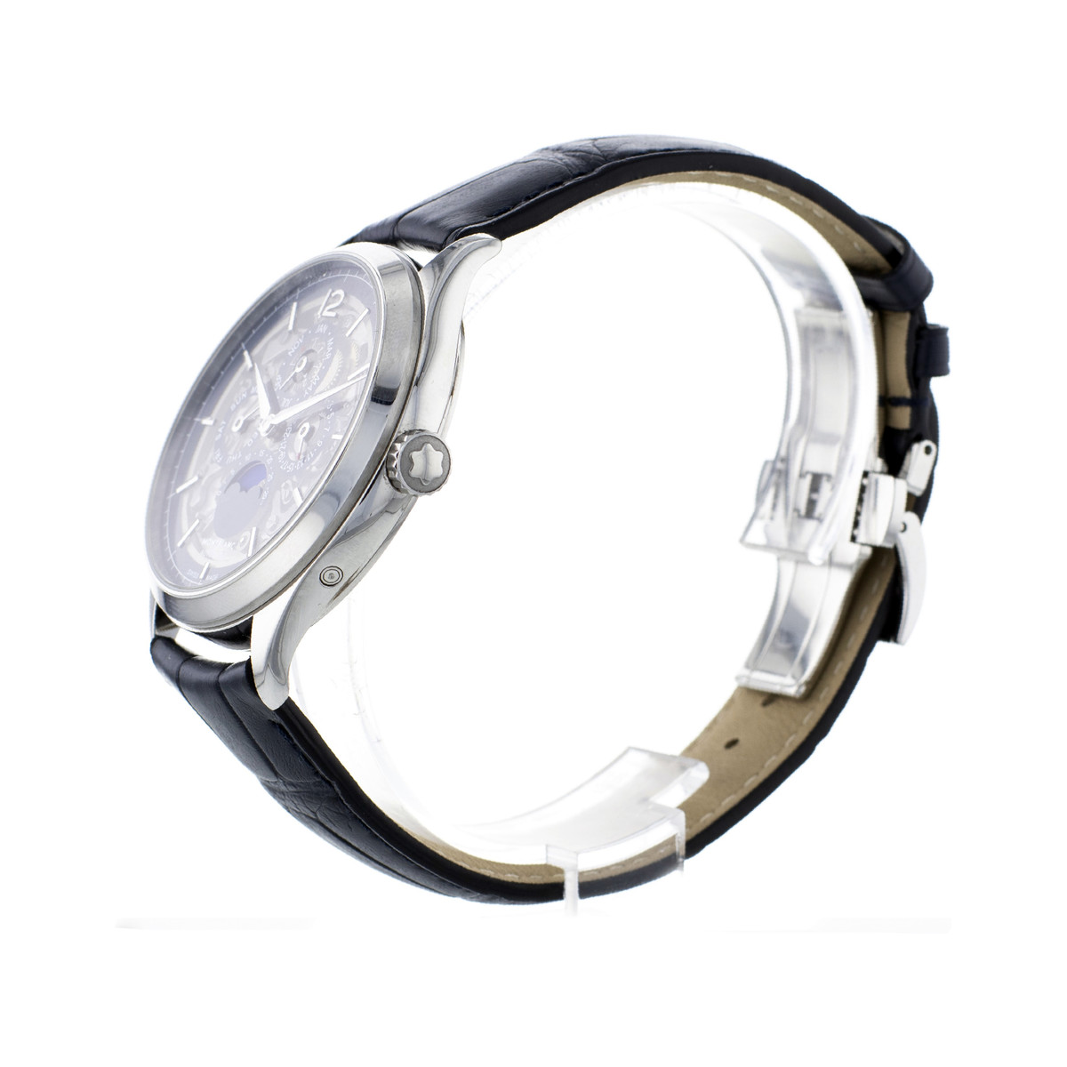 Montre d'occasion Montblanc Héritage QP homme automatique acier bracelet cuir noir - vue 2