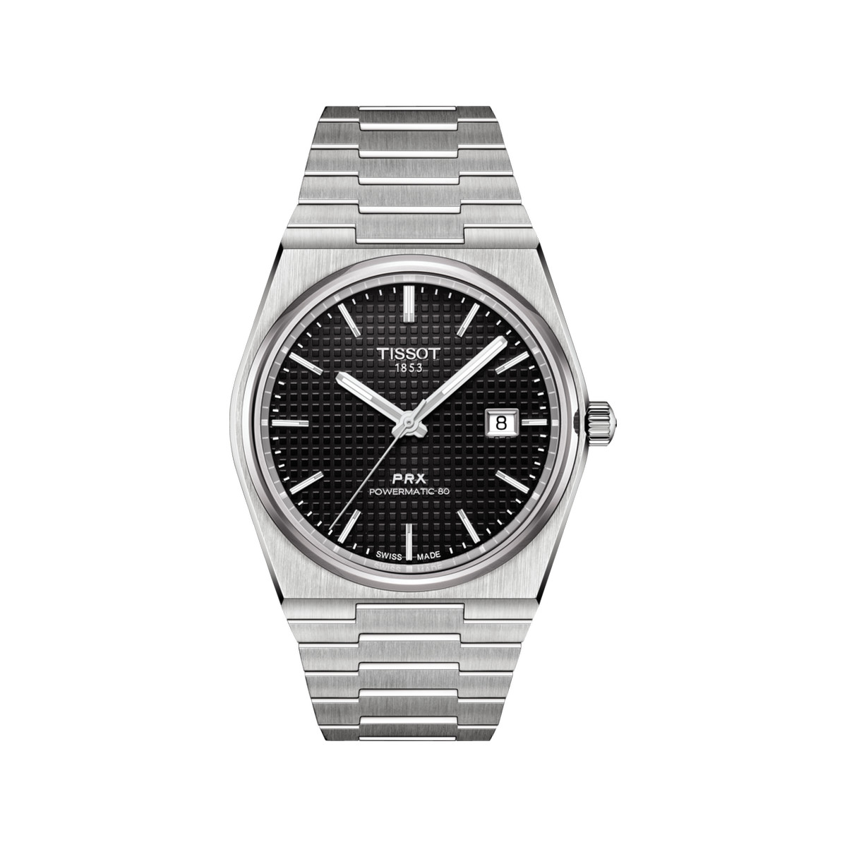 Montre TISSOT T-CLASSIC PRX POWERMATIC 80 homme automatique cadran noir bracelet inoxydable