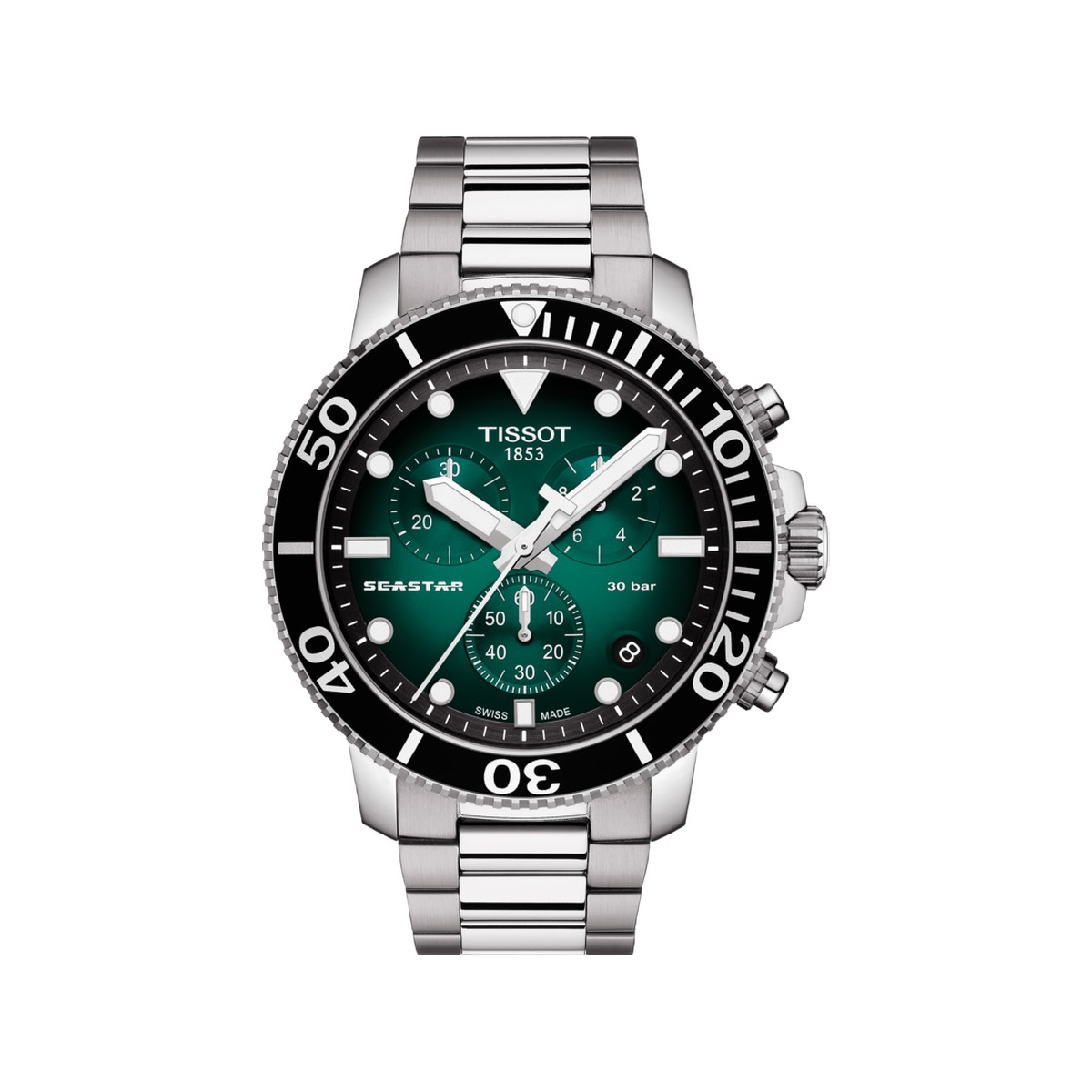 Montre TISSOT T-SPORT SEASTAR 1000 homme cadran vert bracelet acier inoxydable