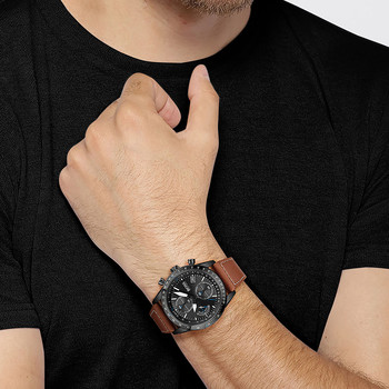 Montre Boss homme chronographe acier bracelet cuir marron
