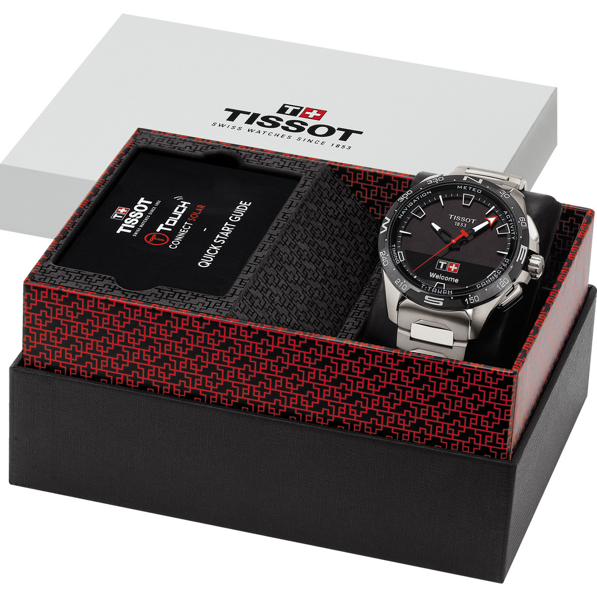 Montre TISSOT T-TOUCH CONNECT SOLAR homme cadran noir bracelet titane - vue D2