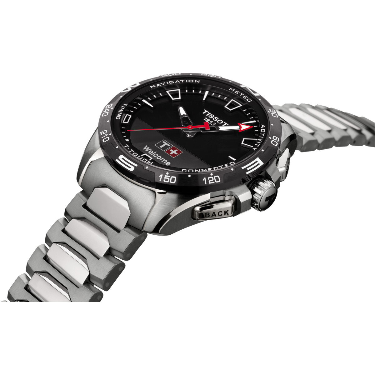 Montre TISSOT T-TOUCH CONNECT SOLAR homme cadran noir bracelet titane - vue D3