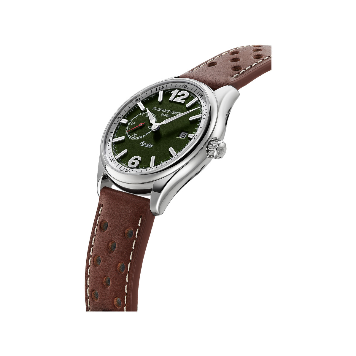 Montre Frédérique Constant homme automatique acier bracelet cuir marron - vue 2
