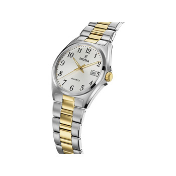 Montre Festina homme acier bracelet acier bicolore jaune