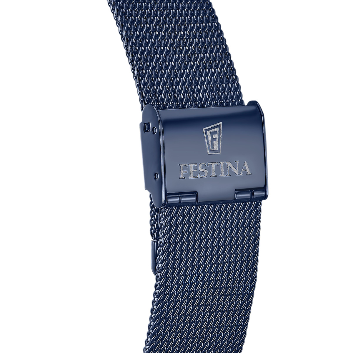 Montre Festina homme automatique acier  bleu cadran squelette bracelet acier bleu maille milanaise - vue D2