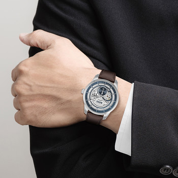 Boss automatisch stalen herenhorloge met bruine leren band
