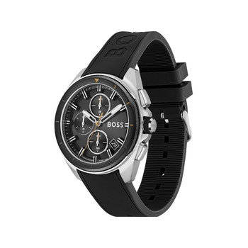 Boss herenhorloge van roestvrij staal met zwarte siliconen horlogeband